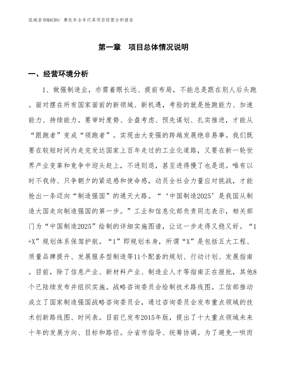 摩托车全车灯具项目经营分析报告_第1页