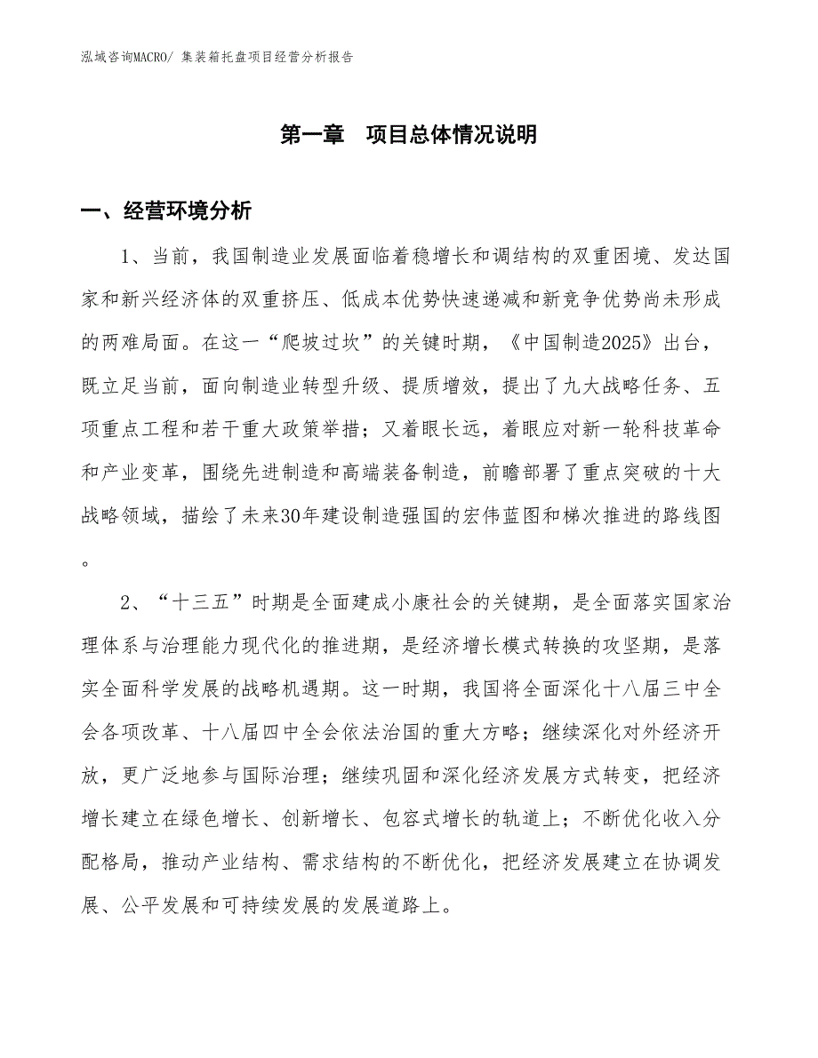 集装箱托盘项目经营分析报告_第1页