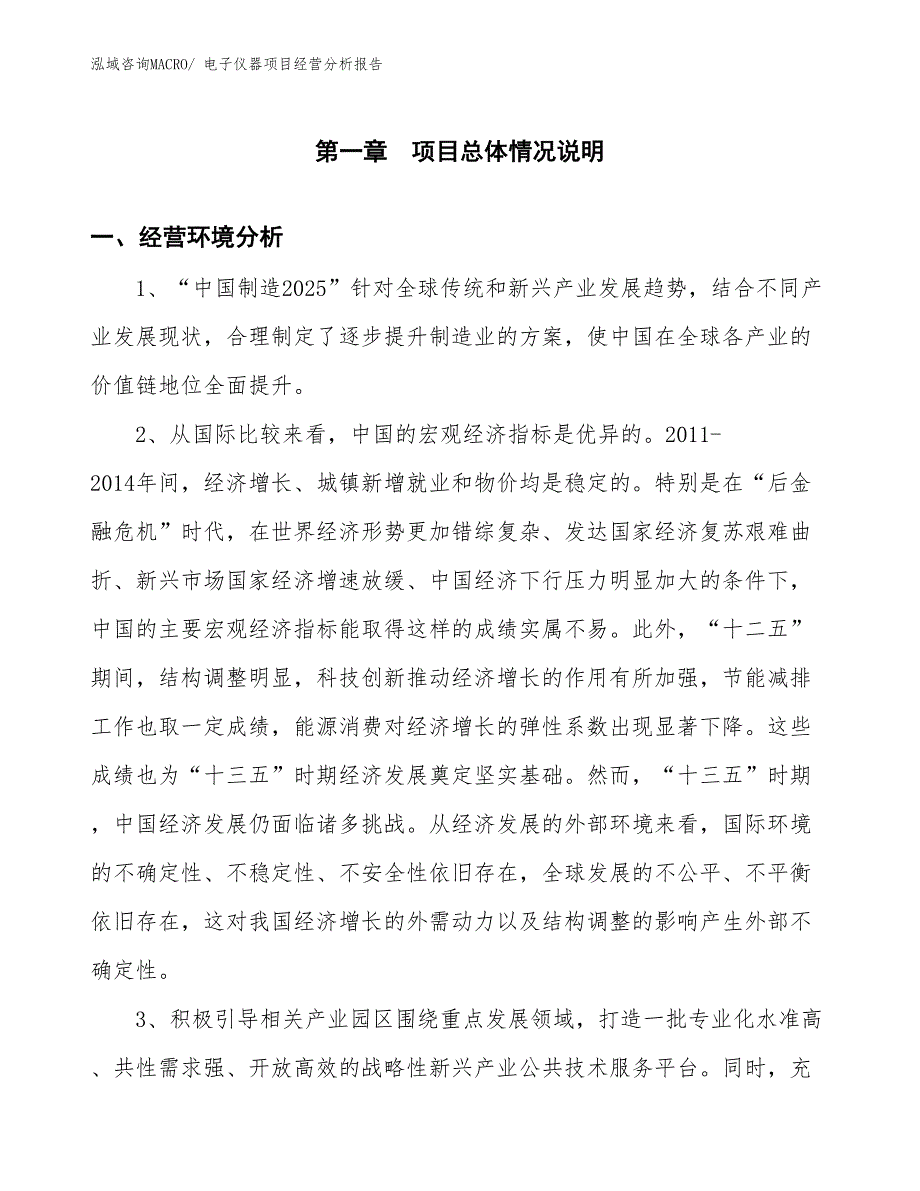 电子仪器项目经营分析报告_第1页