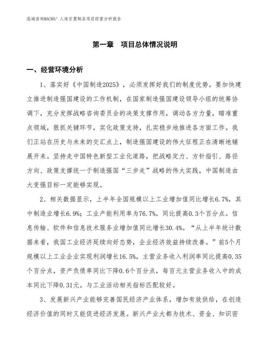 人造石墨制品项目经营分析报告_第1页