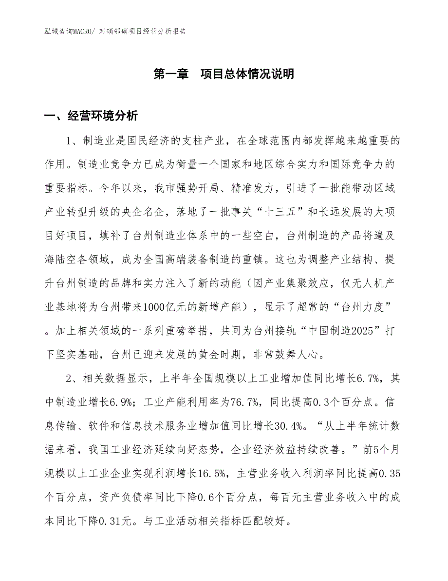 对硝邻硝项目经营分析报告_第1页