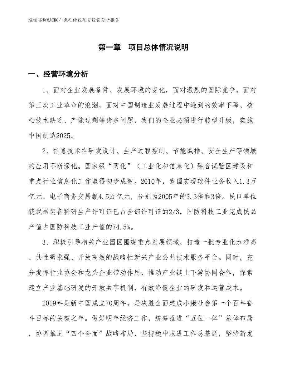 兔毛纱线项目经营分析报告_第1页