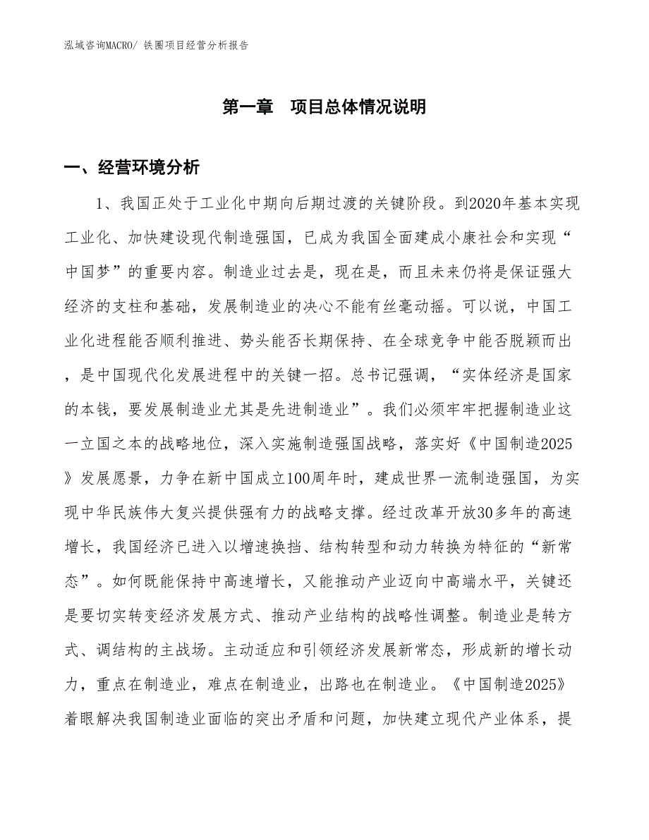 铁圈项目经营分析报告_第1页