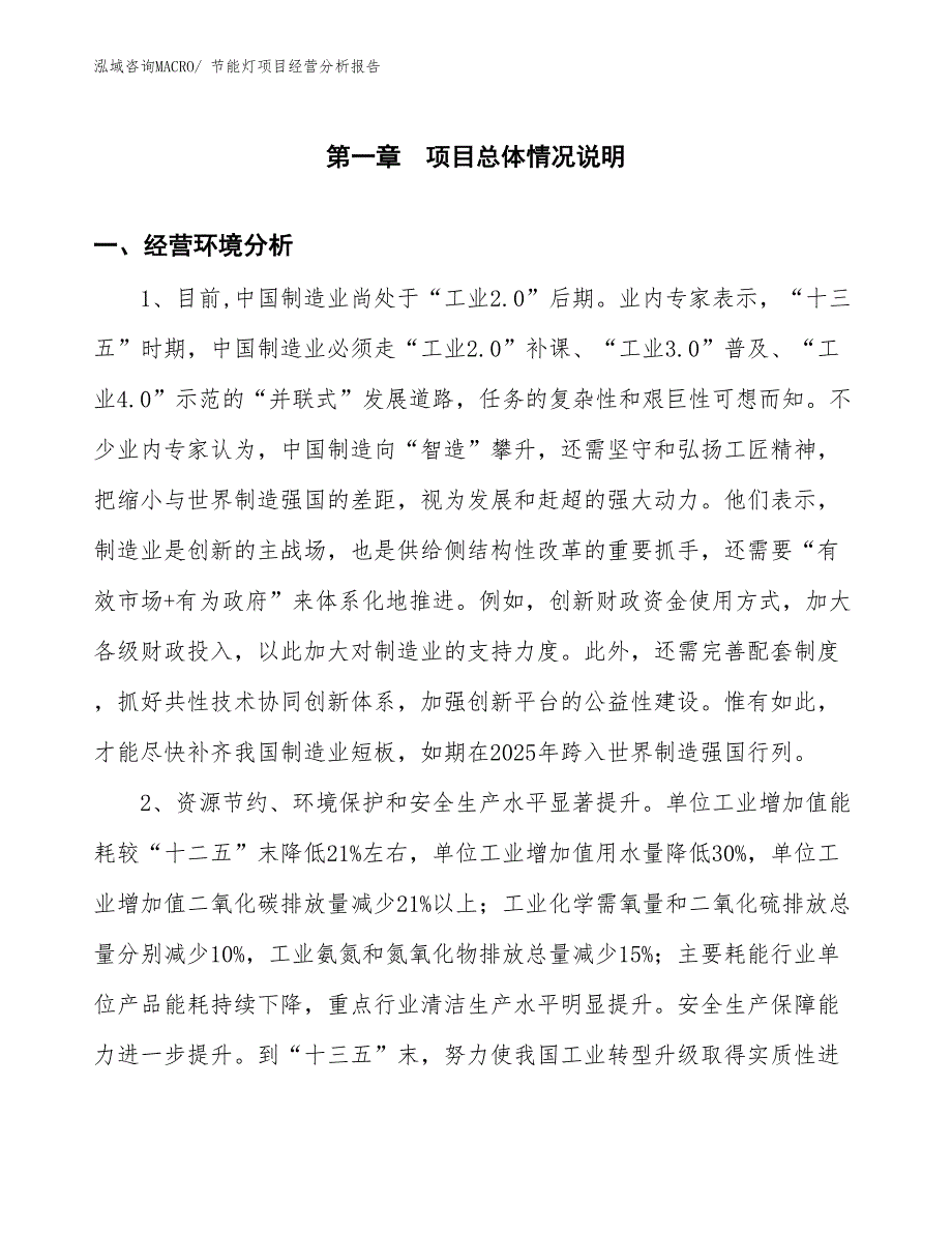 节能灯项目经营分析报告_第1页