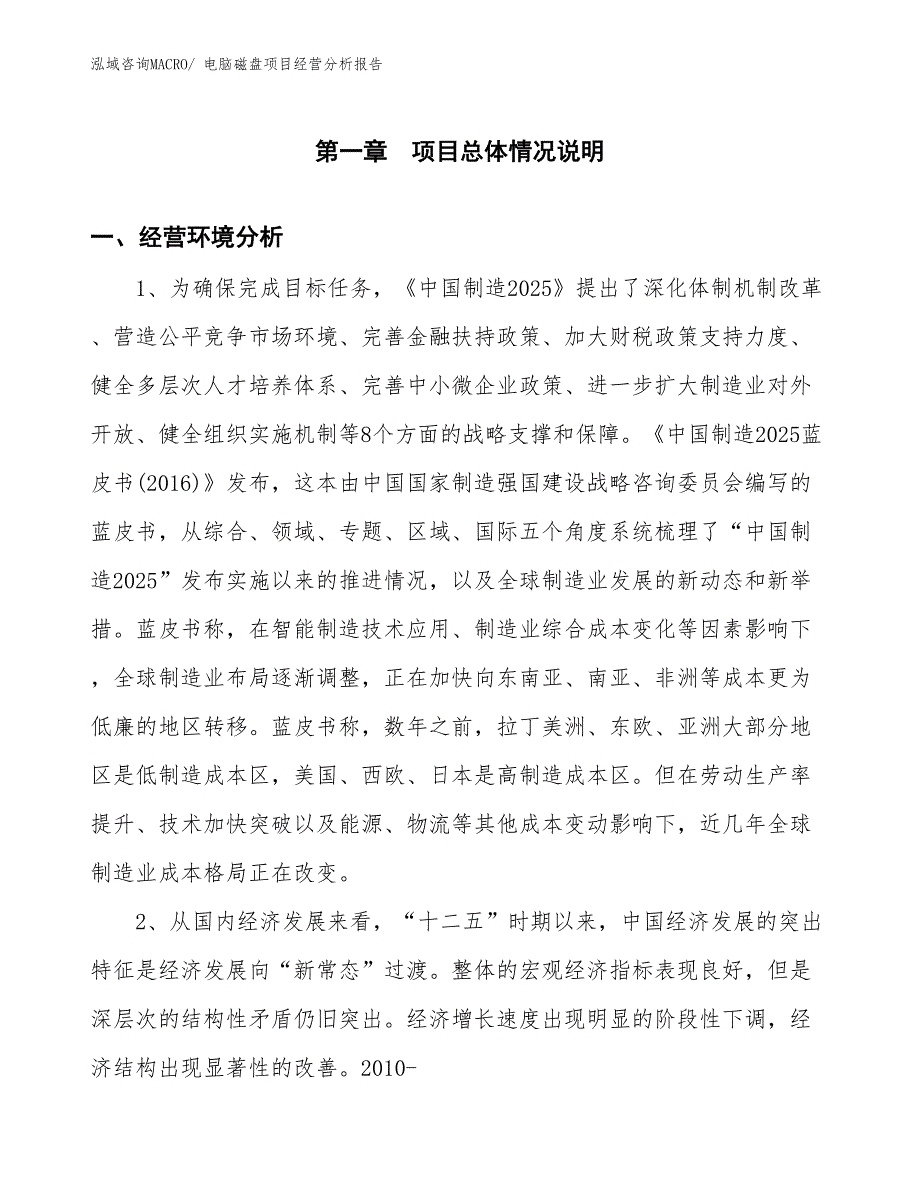 电脑磁盘项目经营分析报告_第1页