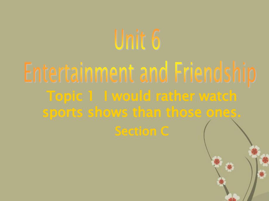 Unit 6 Topic 1 I would rather watch sports shows than those ones.Section C 同步课件（仁爱版九年级下）.ppt_第1页
