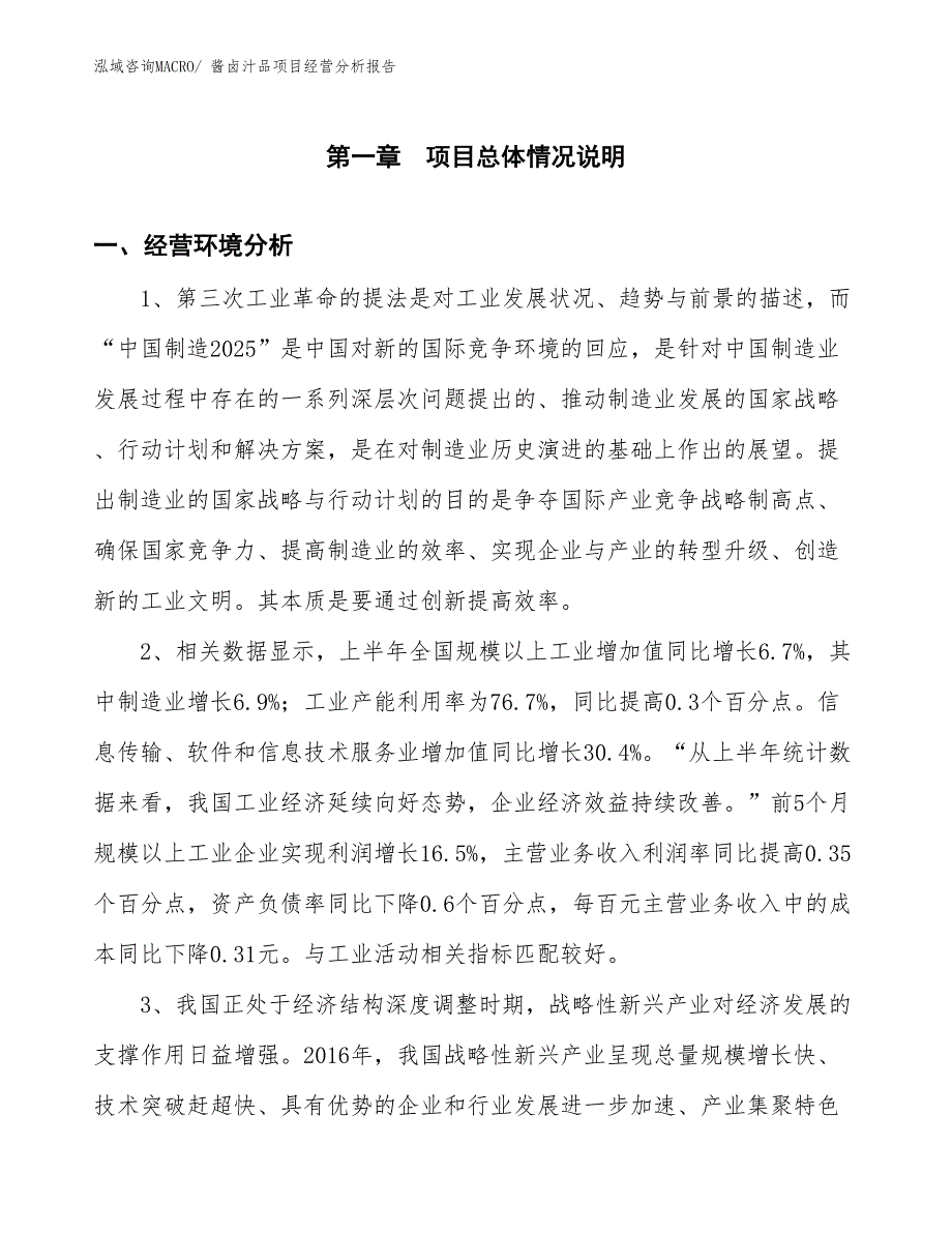 酱卤汁品项目经营分析报告_第1页