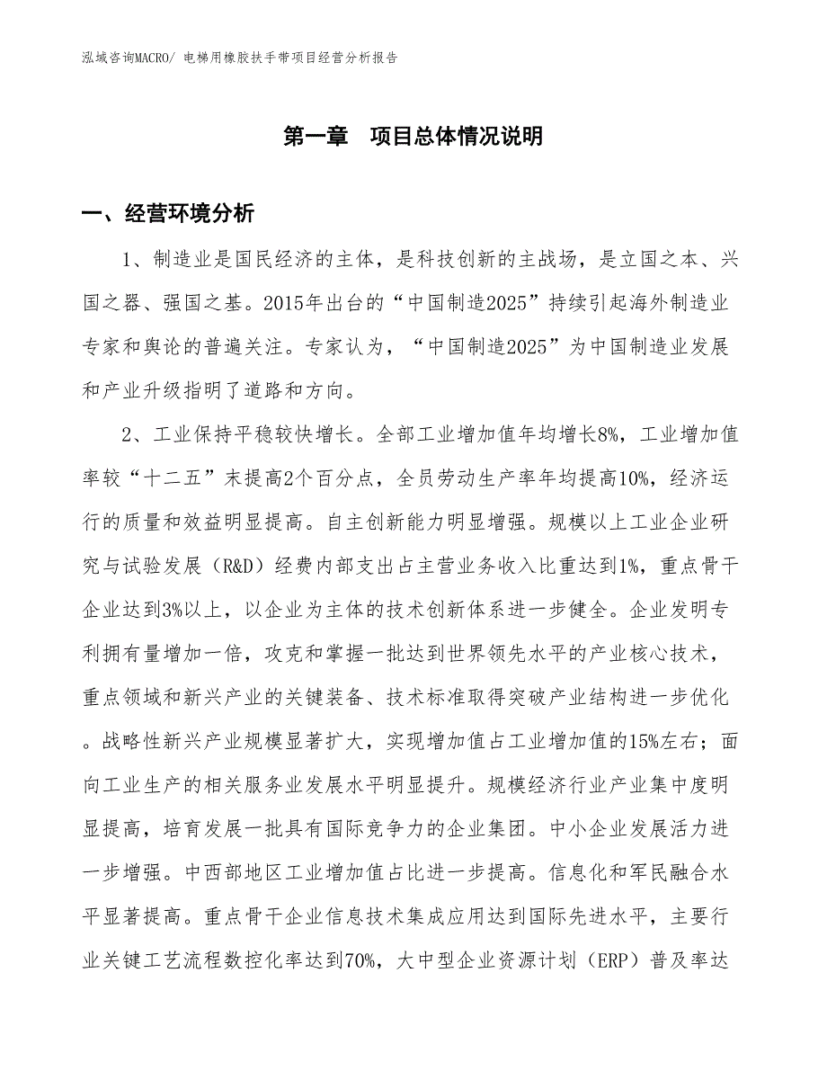 电梯用橡胶扶手带项目经营分析报告_第1页