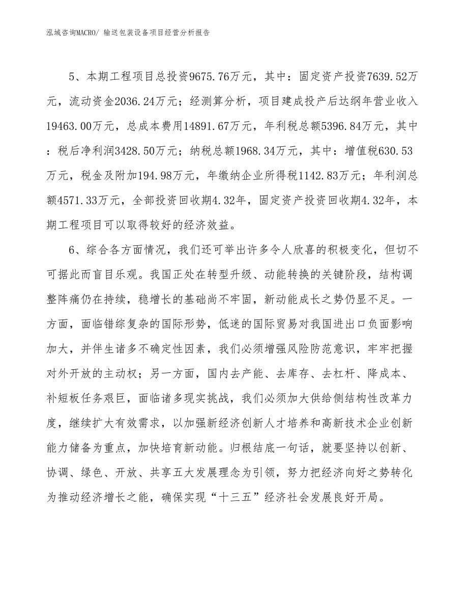 输送包装设备项目经营分析报告_第5页