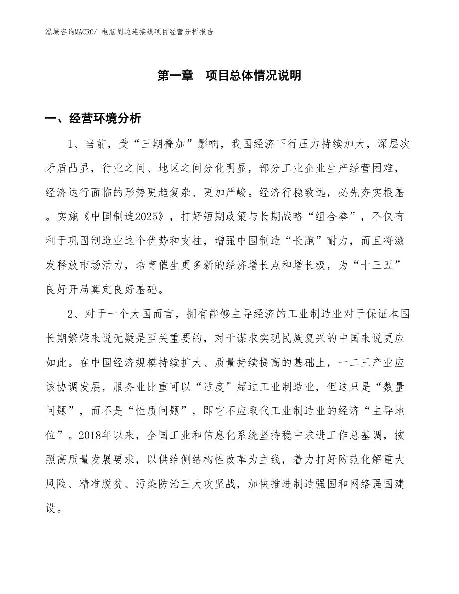 电脑周边连接线项目经营分析报告_第1页