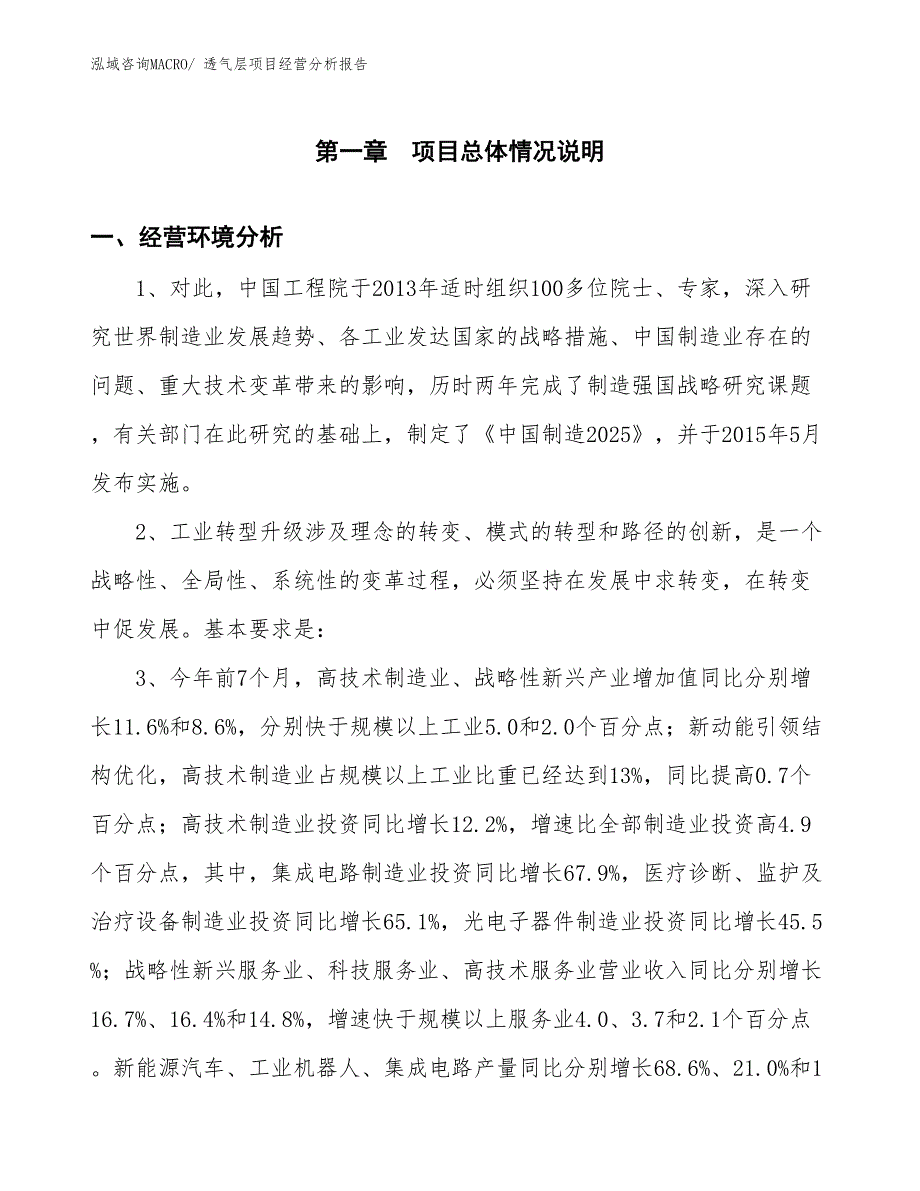 透气层项目经营分析报告_第1页