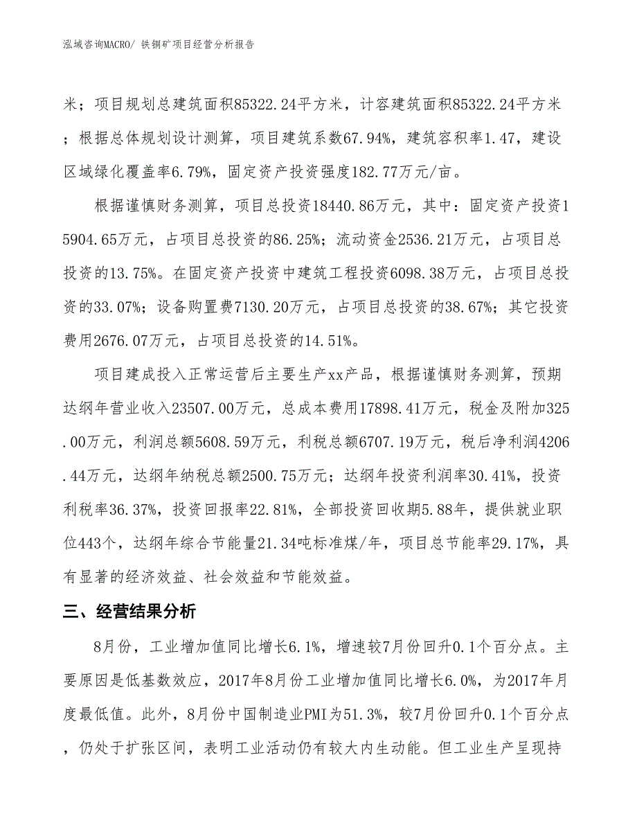 铁铜矿项目经营分析报告_第3页