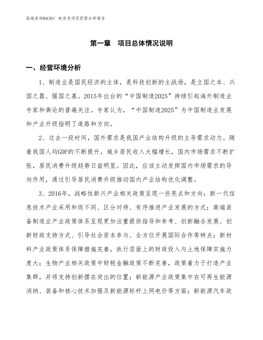 电发夹项目经营分析报告_第1页