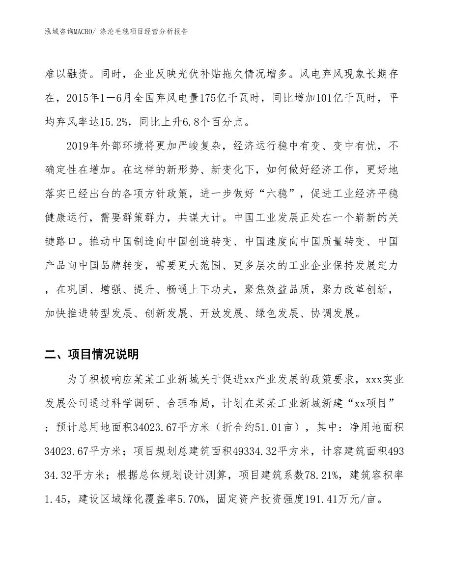 涤沦毛毯项目经营分析报告_第2页