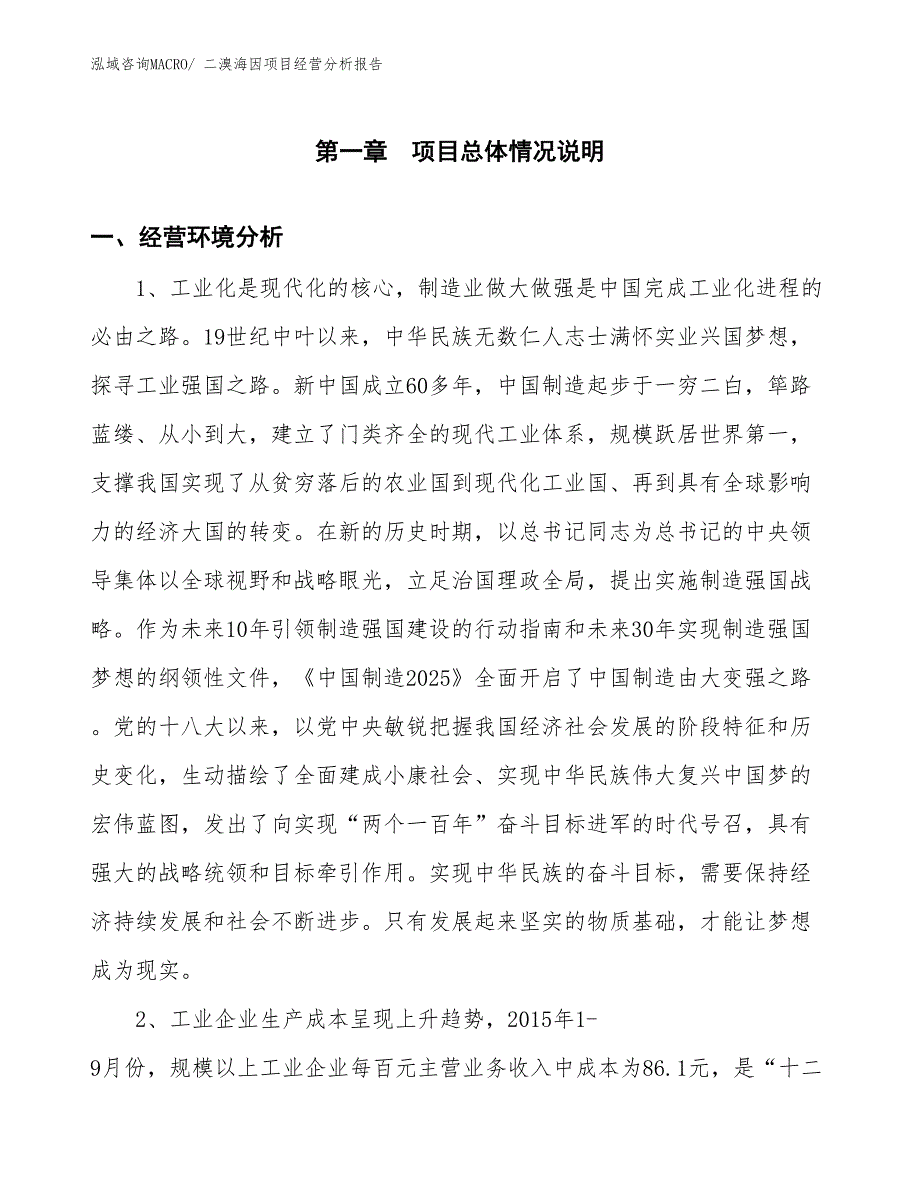 二溴海因项目经营分析报告_第1页