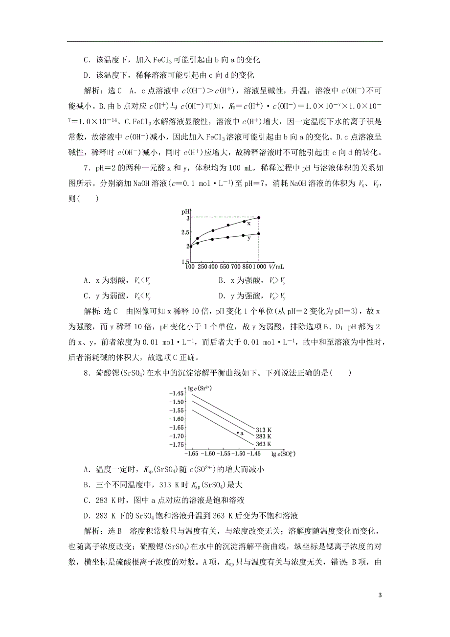 2017-2018学年高中化学专题3溶液中的离子反应质量检测三苏教版选修_第3页