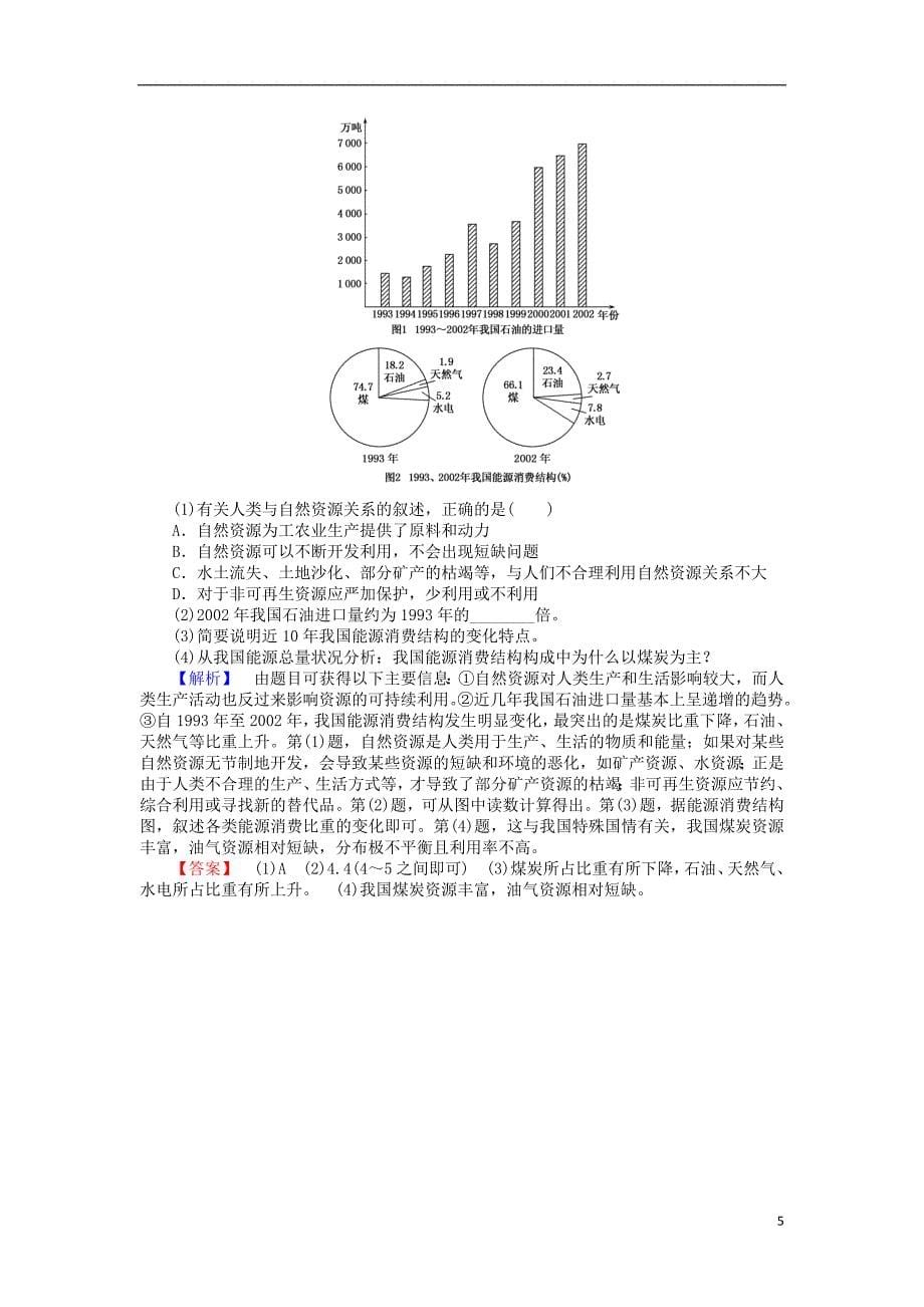 2017-2018高中地理第四章自然环境对人类活动的影响4.3自然资源与人类活动课时作业湘教版必修_第5页