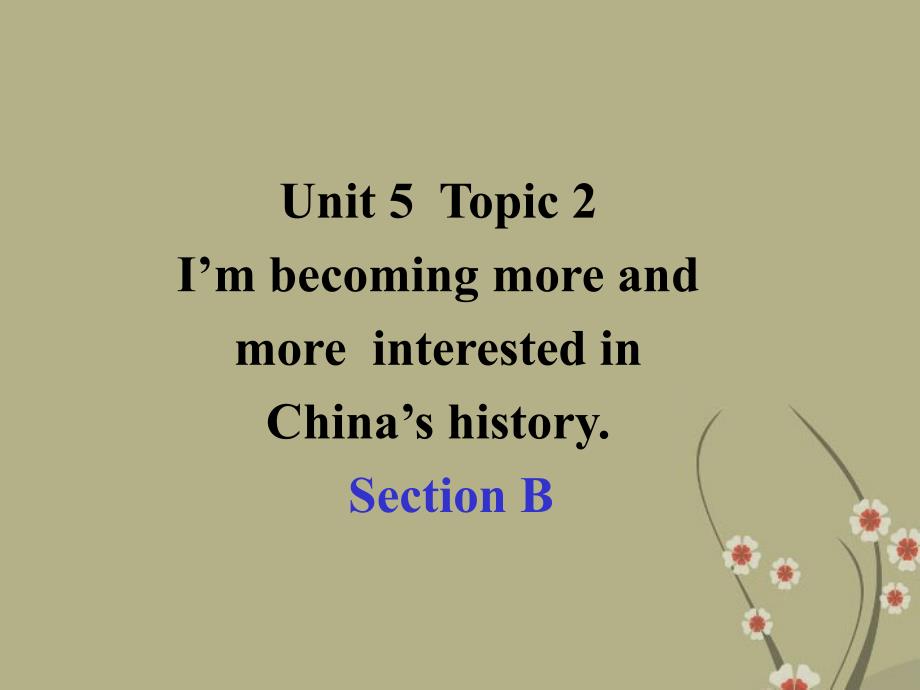 Unit 5 Topic 2 I’m becoming more and more interested in China’s history.Section B课件 (仁爱版九年级下).ppt_第1页