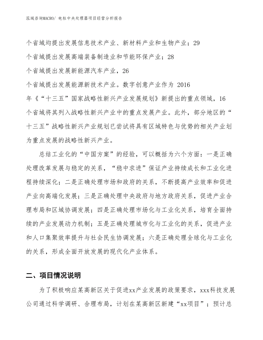 电柱中央处理器项目经营分析报告_第2页