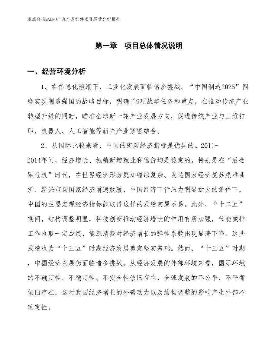 汽车悬挂件项目经营分析报告_第1页