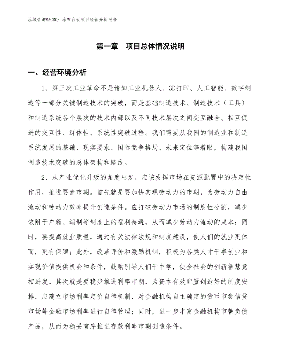 涂布白板项目经营分析报告_第1页