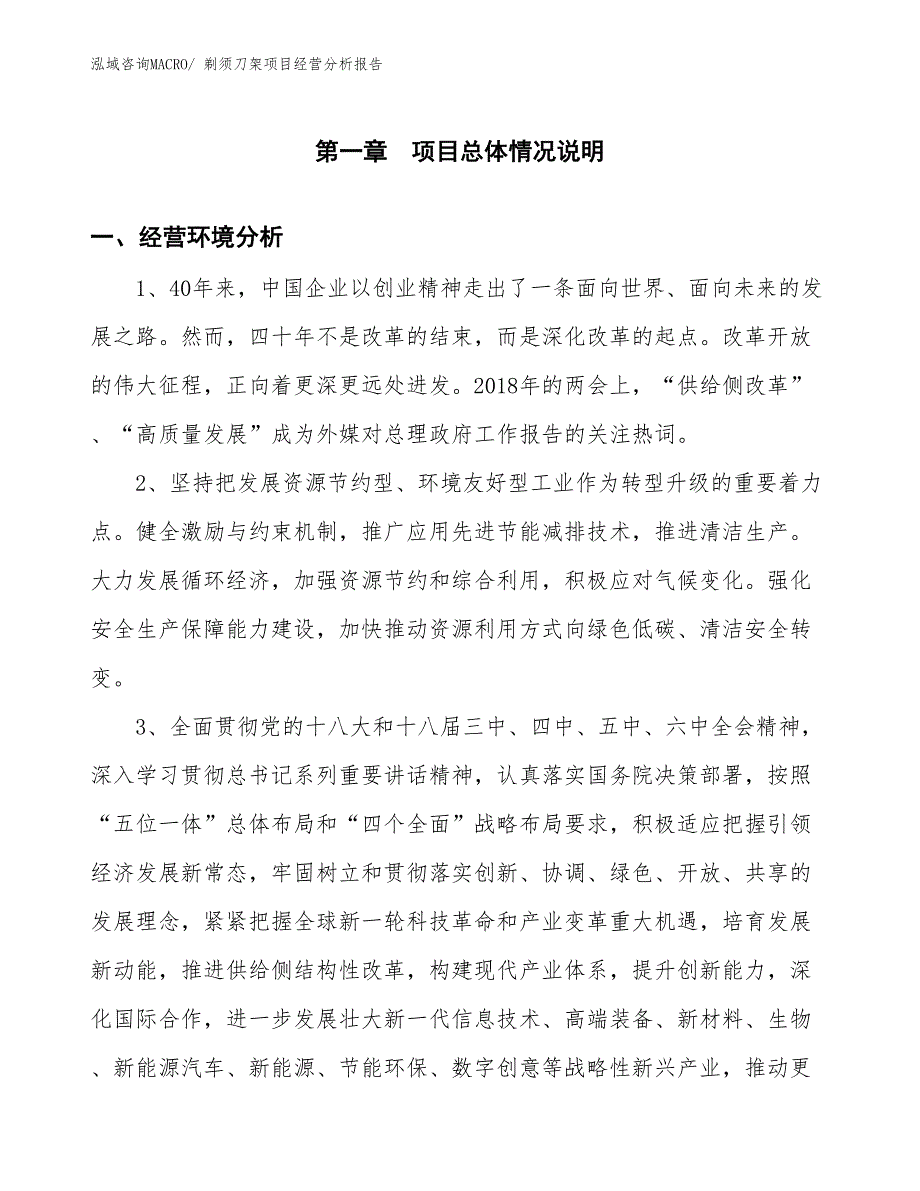 剃须刀架项目经营分析报告_第1页