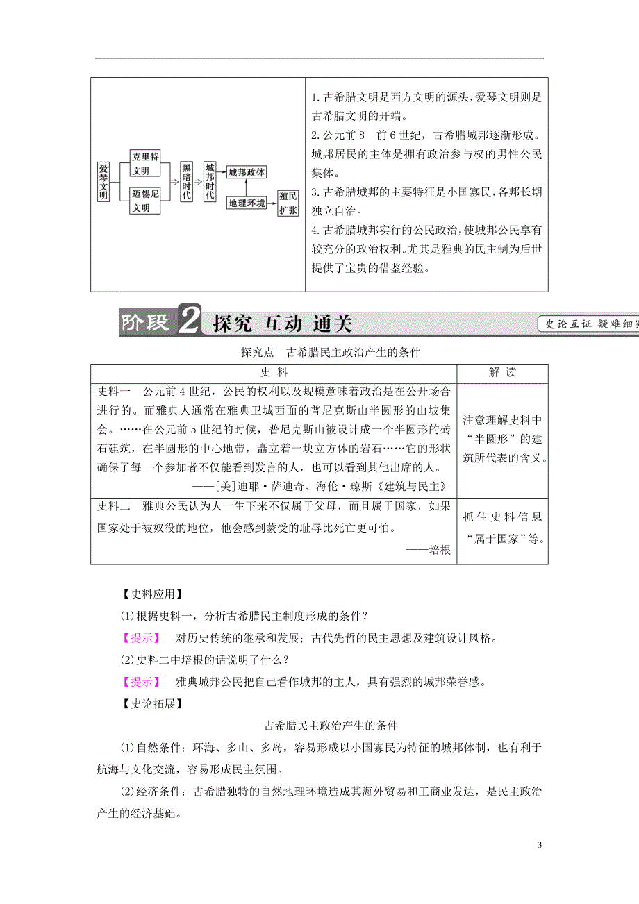 2017-2018学年高中历史第2单元古希腊和古罗马的政治制度第5课爱琴文明与古希腊城邦制度学案岳麓版必修_第3页