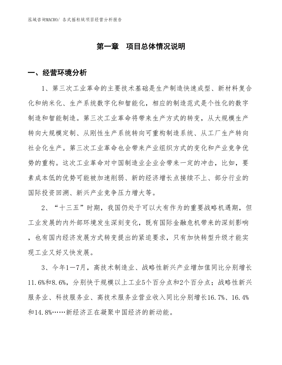 各式摇粒绒项目经营分析报告_第1页