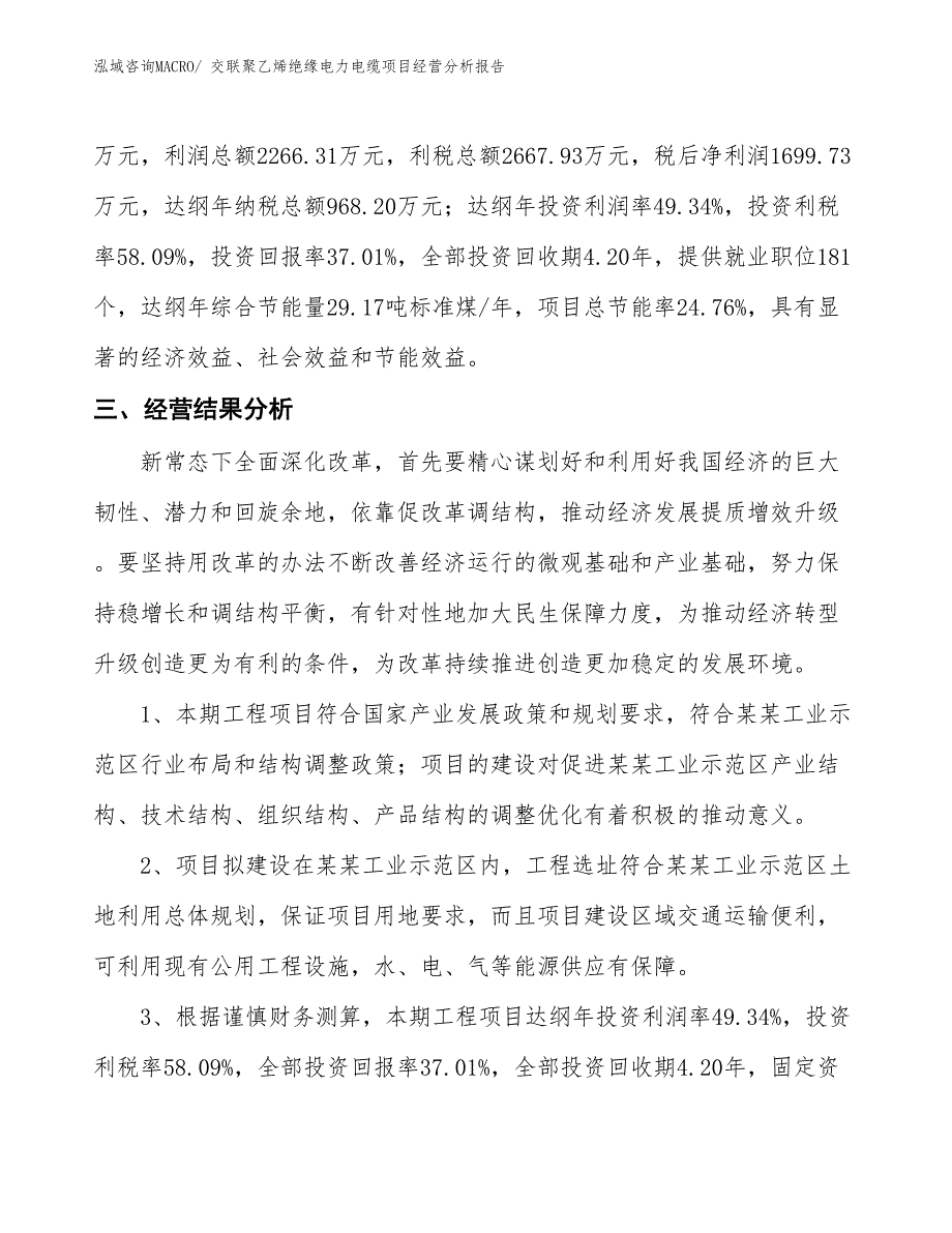 交联聚乙烯绝缘电力电缆项目经营分析报告_第3页