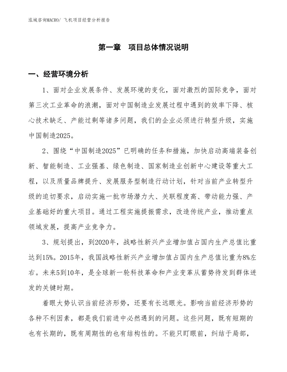 飞机项目经营分析报告_第1页