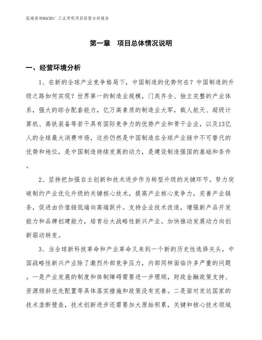 工业用呢项目经营分析报告_第1页