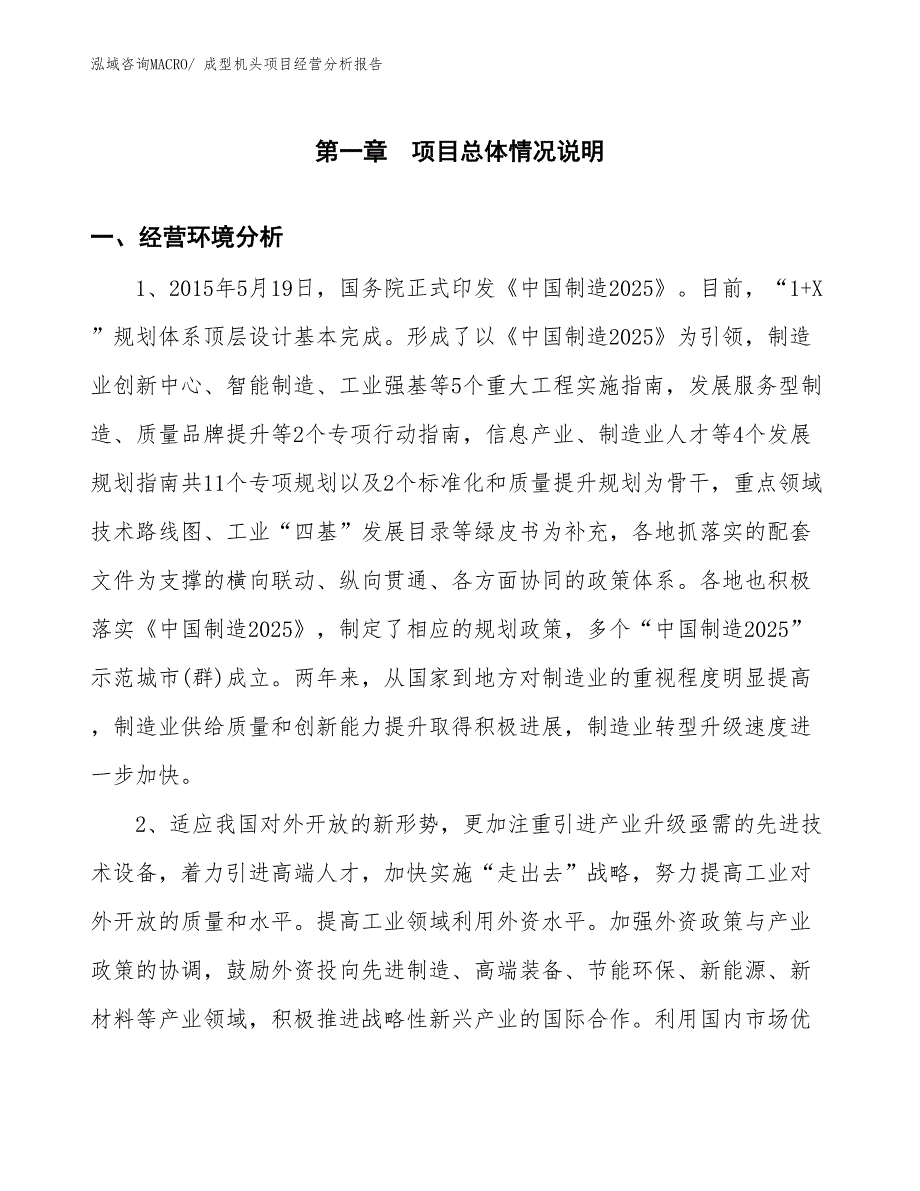 成型机头项目经营分析报告_第1页