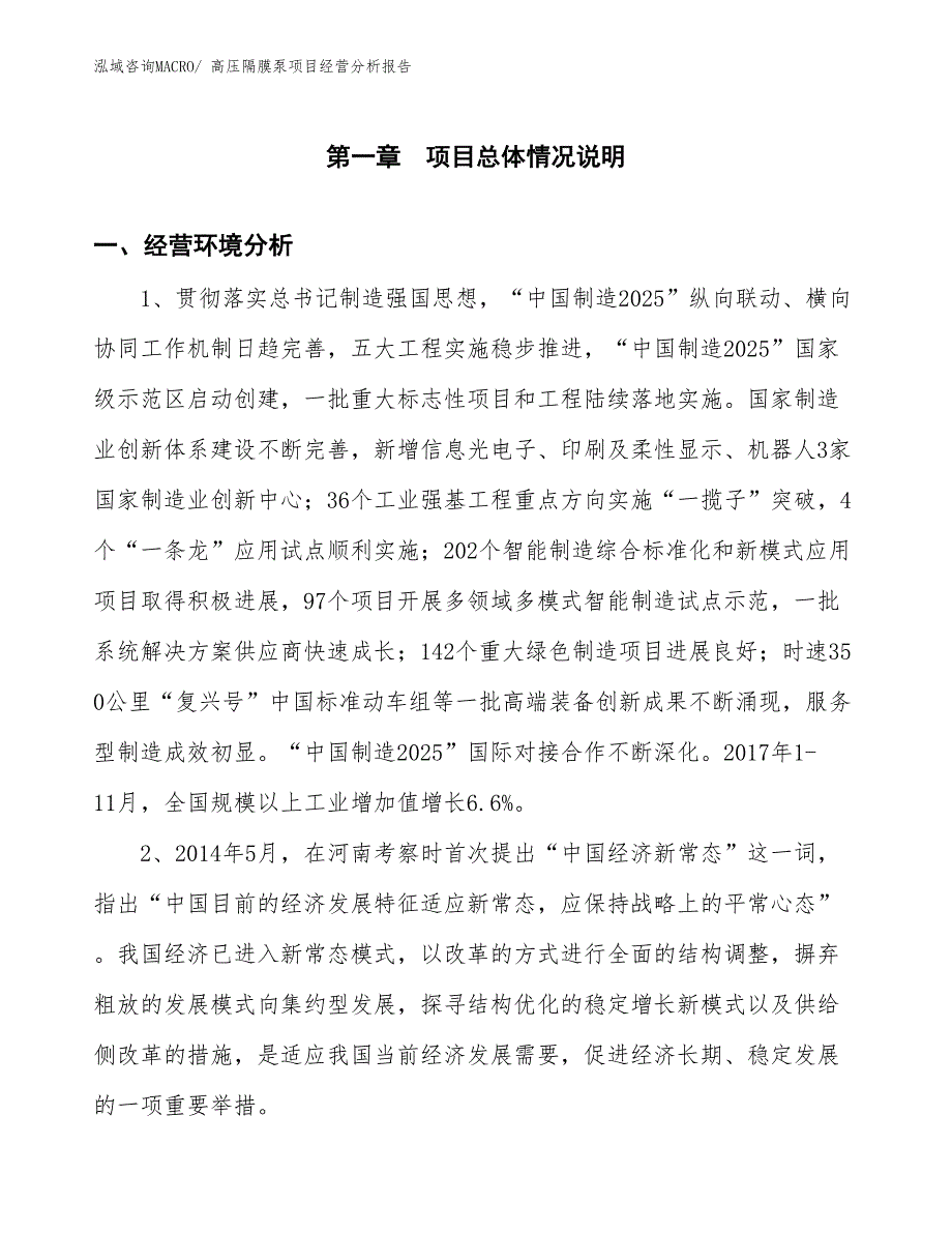 高压隔膜泵项目经营分析报告_第1页