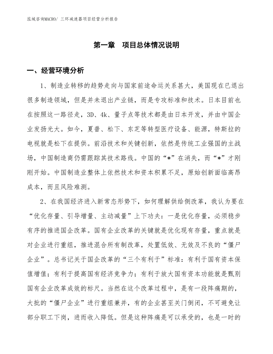 三环减速器项目经营分析报告_第1页