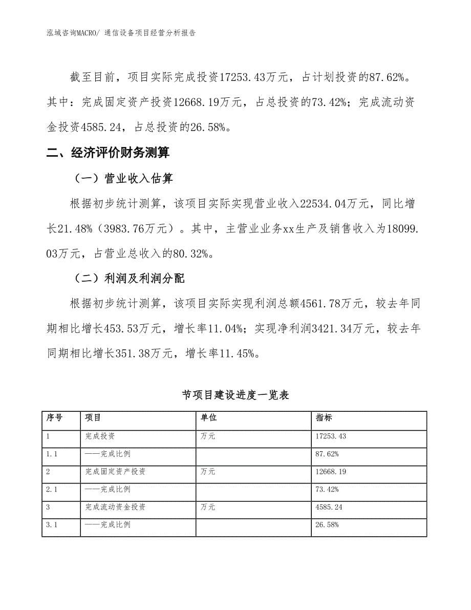 通信设备项目经营分析报告_第5页