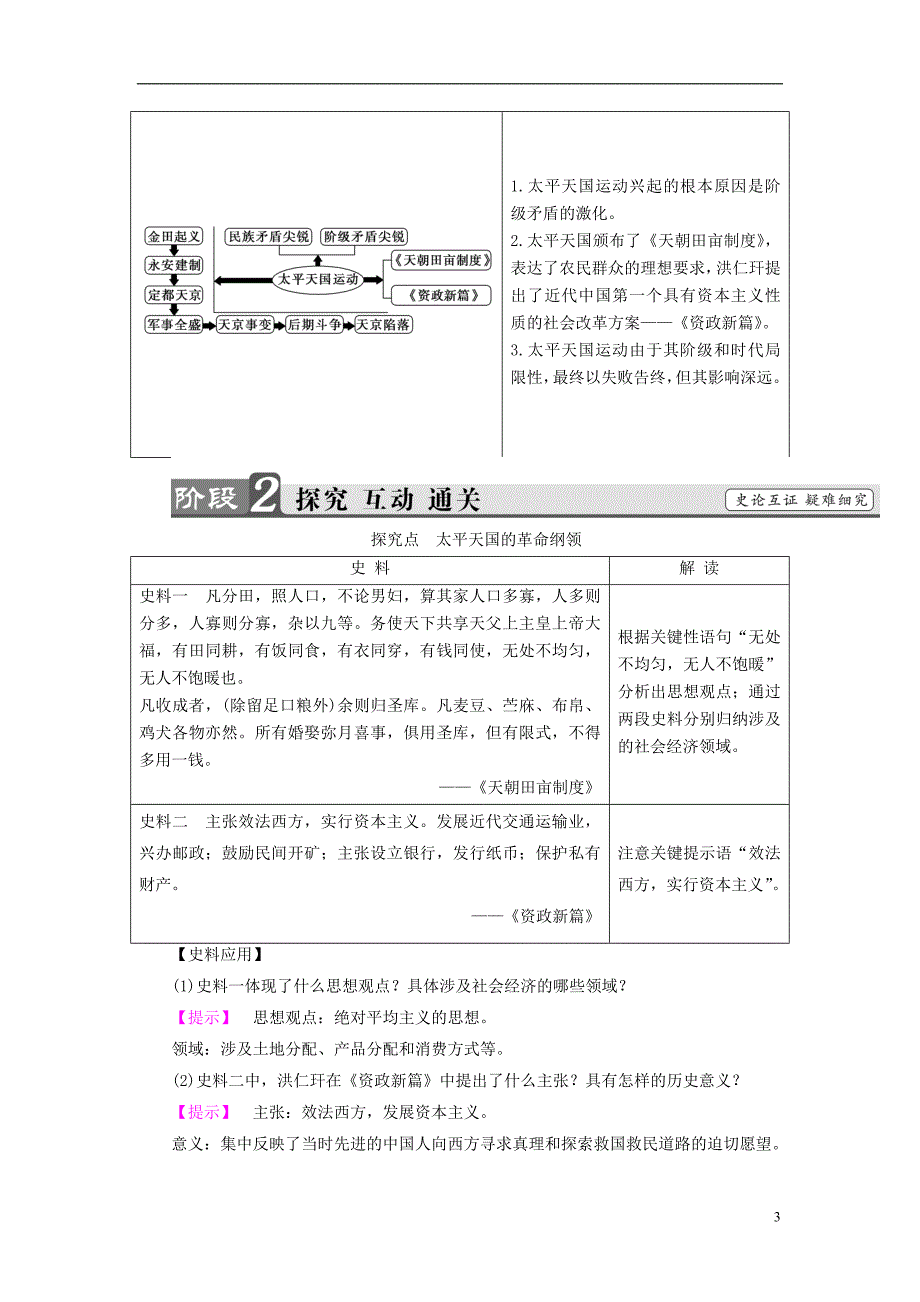 2017-2018学年高中历史第4单元内忧外患与中华民族的奋起第13课太平天国运动学案岳麓版必修_第3页