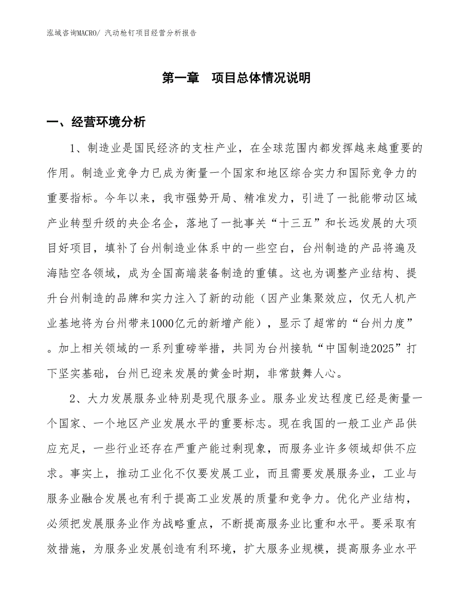 汽动枪钉项目经营分析报告_第1页