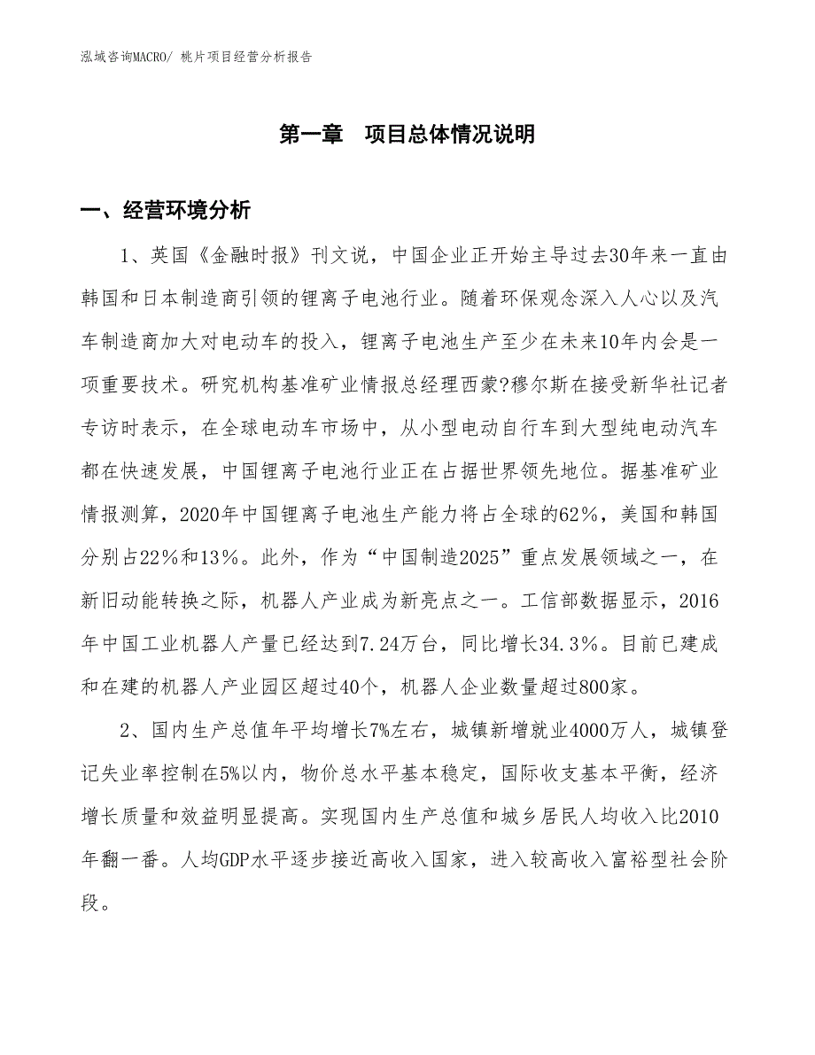 桃片项目经营分析报告_第1页