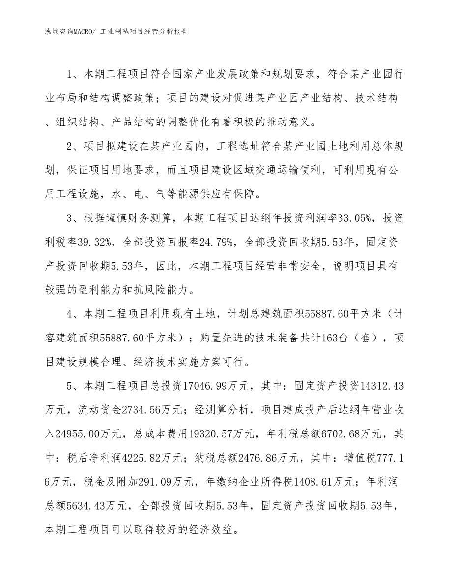 工业制毡项目经营分析报告_第5页