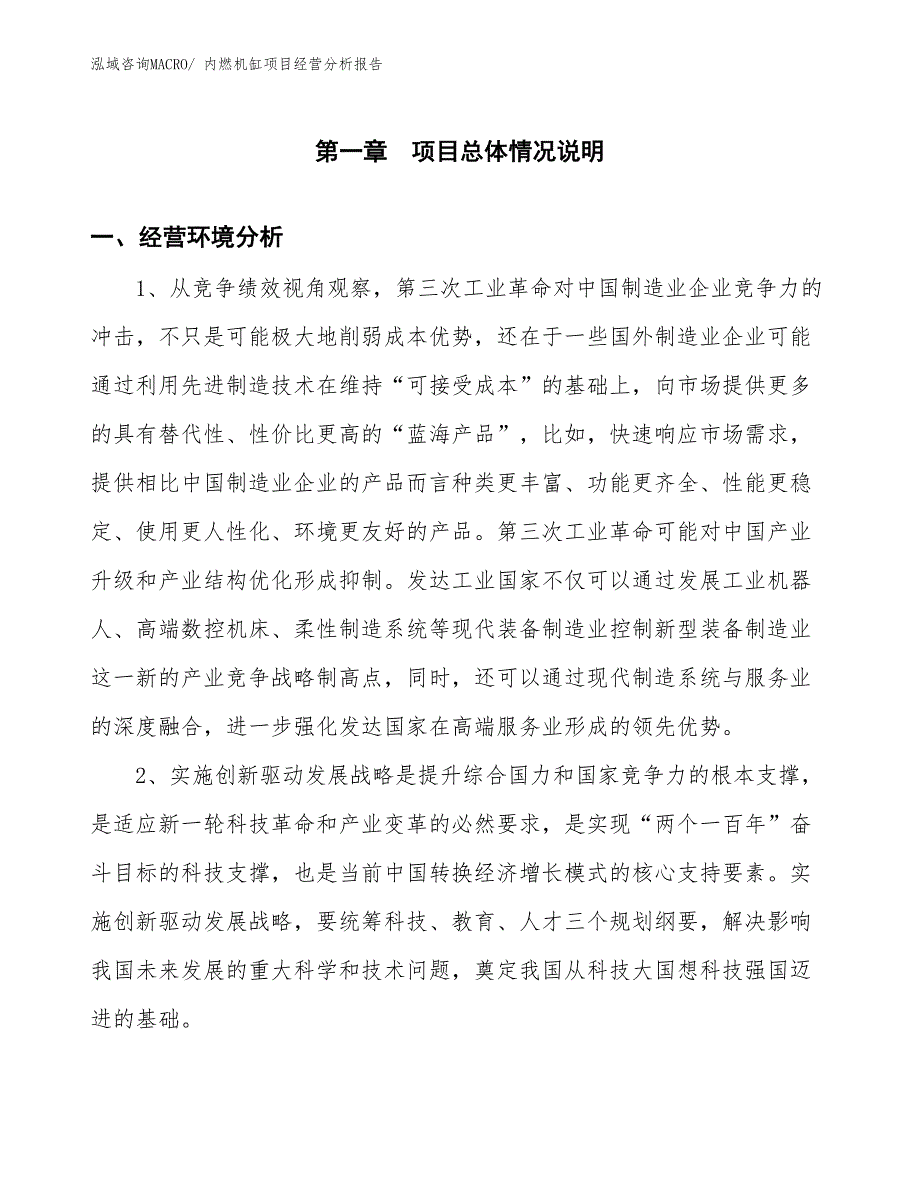 内燃机缸项目经营分析报告_第1页