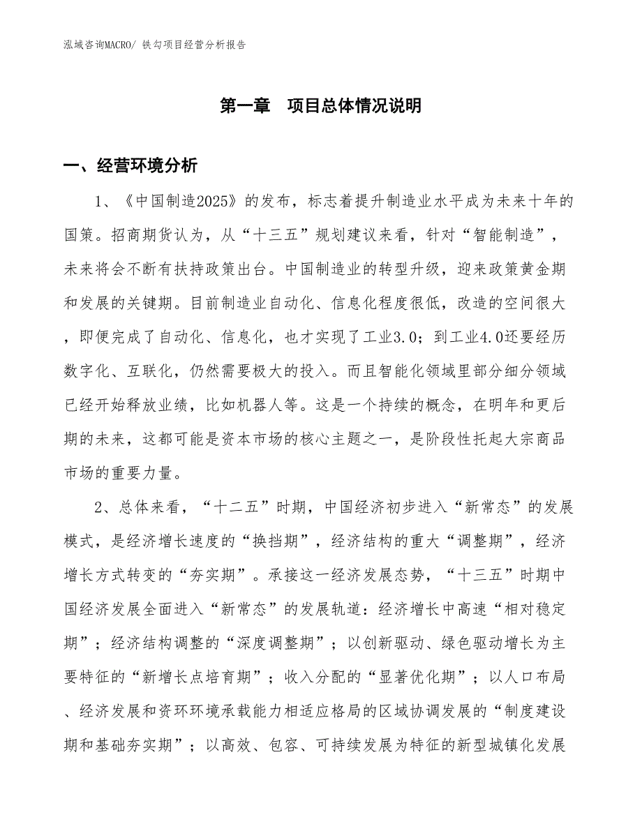 铁勾项目经营分析报告_第1页