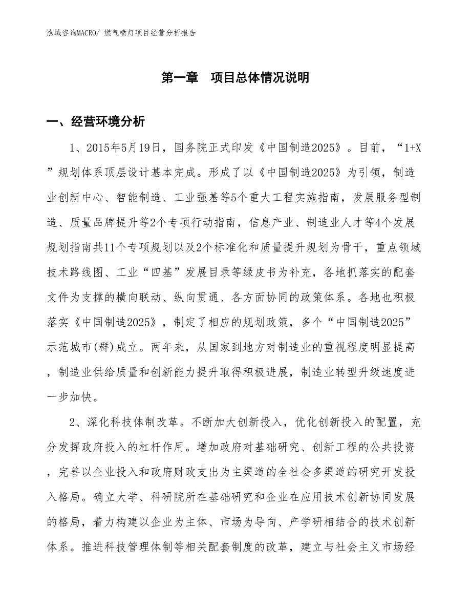 燃气喷灯项目经营分析报告_第1页