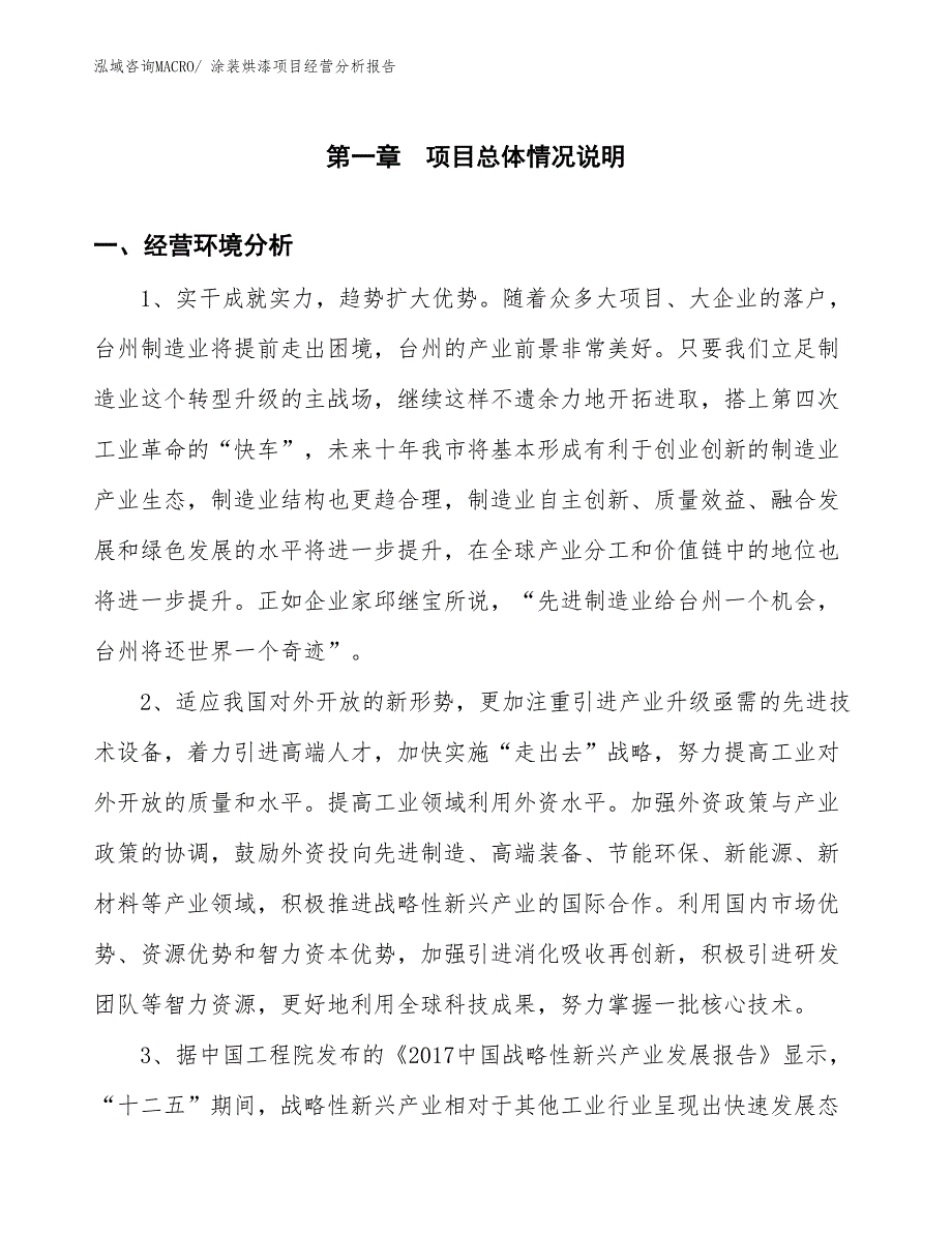 涂装烘漆项目经营分析报告_第1页