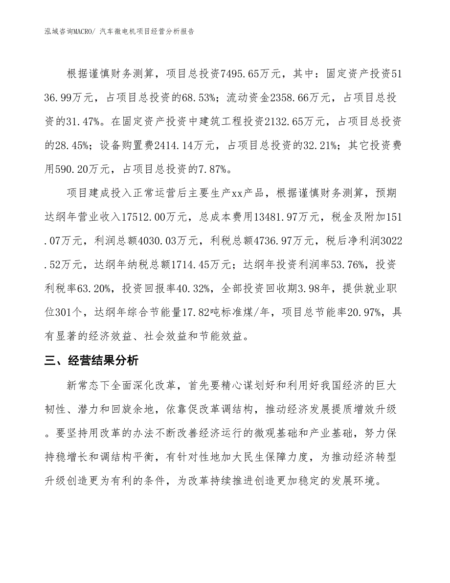 汽车微电机项目经营分析报告_第3页