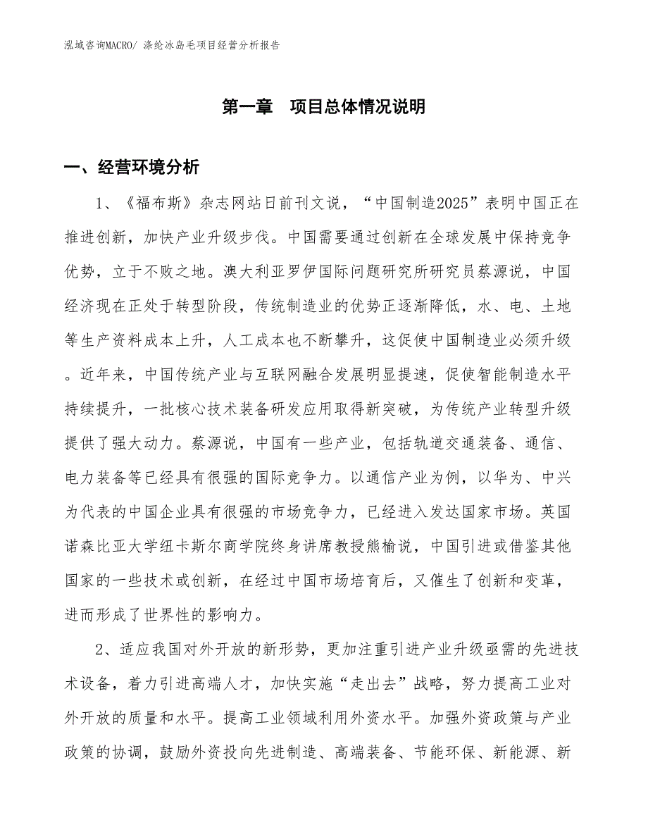 涤纶冰岛毛项目经营分析报告_第1页