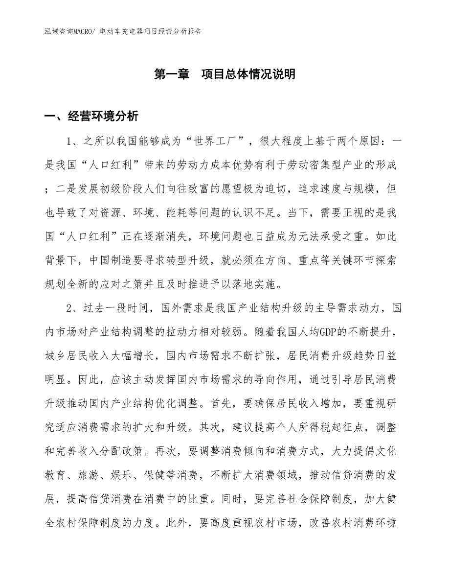 电动车充电器项目经营分析报告_第1页