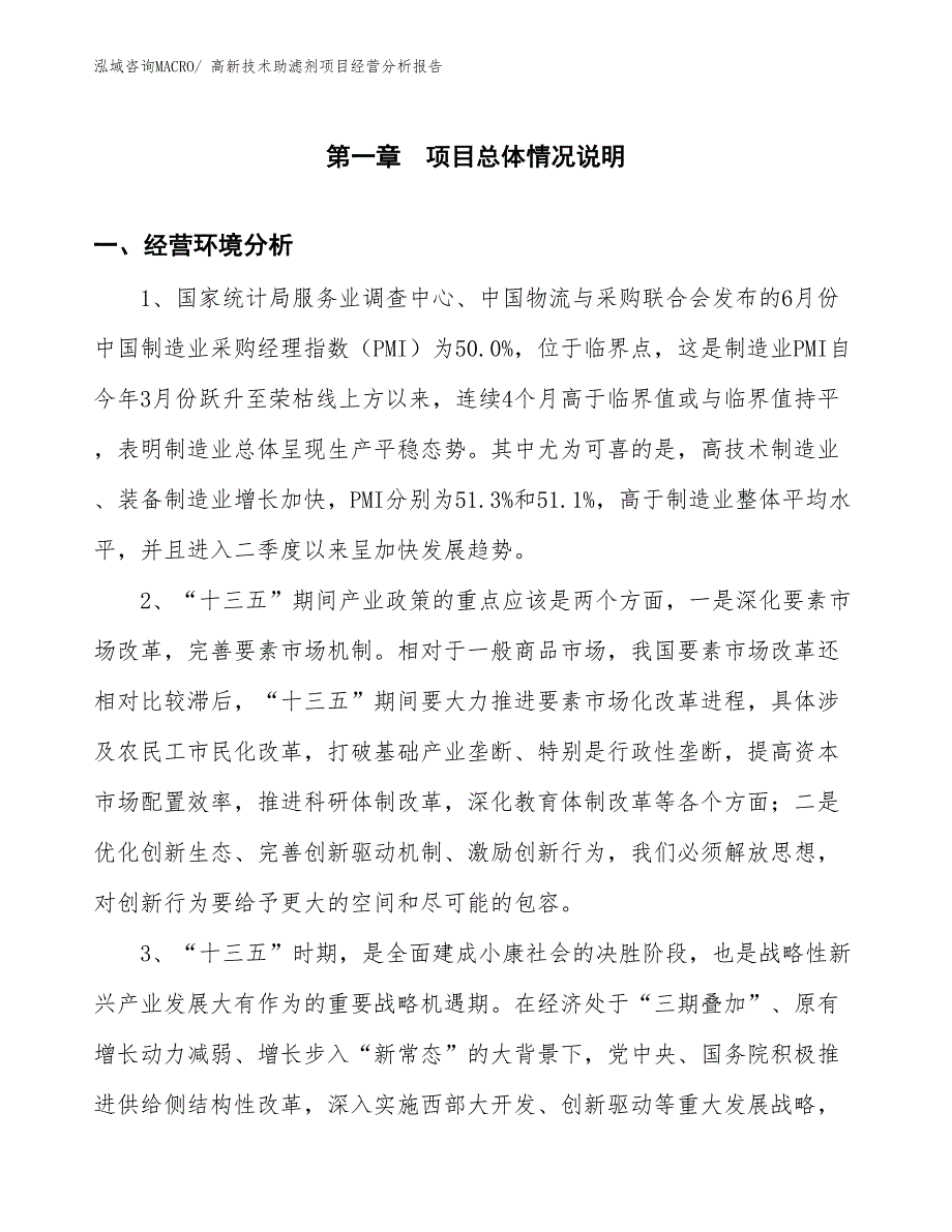 高新技术助滤剂项目经营分析报告_第1页