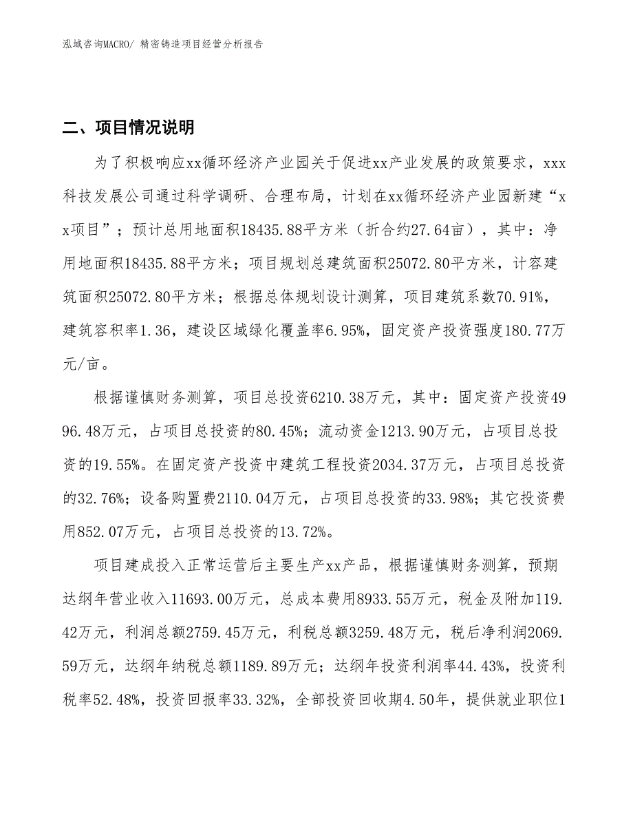 精密铸造项目经营分析报告_第3页