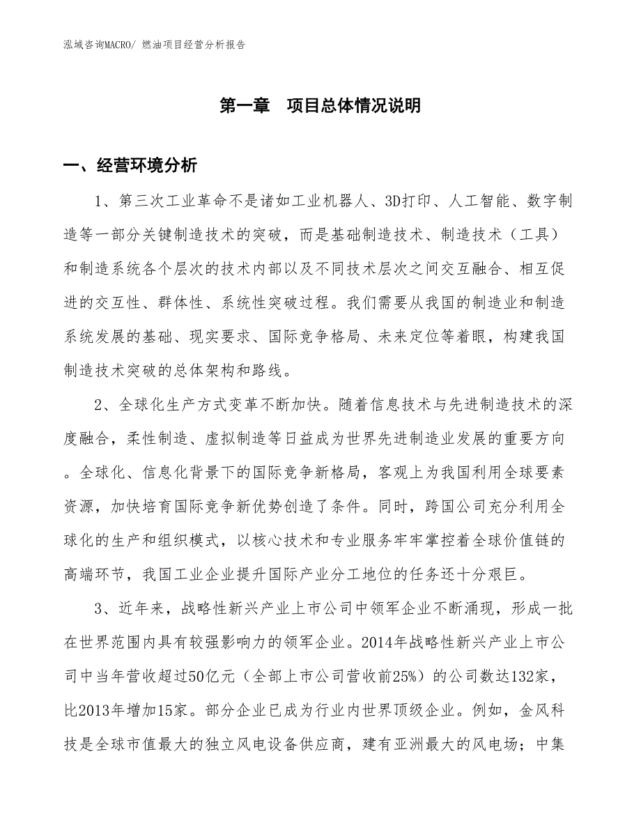 燃油项目经营分析报告_第1页