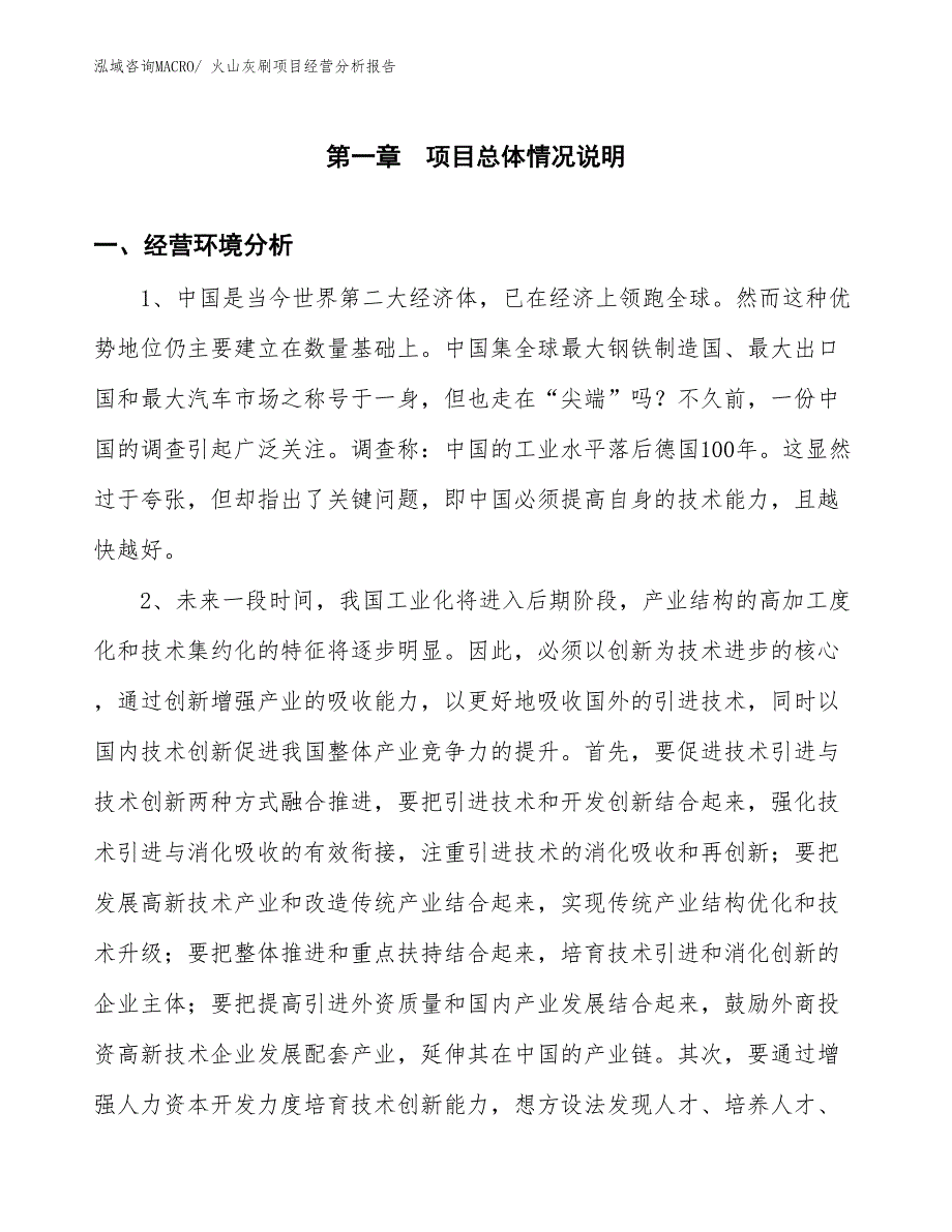 火山灰刷项目经营分析报告_第1页